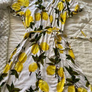 Vici lemon print wrap dress